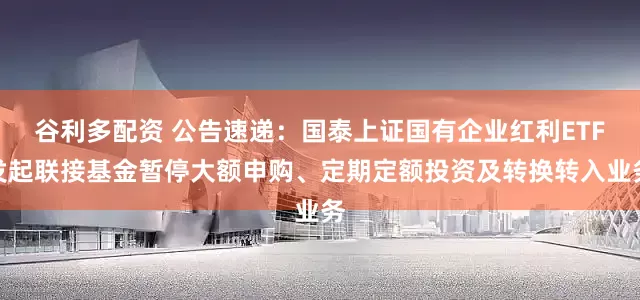 谷利多配资 公告速递：国泰上证国有企业红利ETF发起联接基金暂停大额申购、定期定额投资及转换转入业务